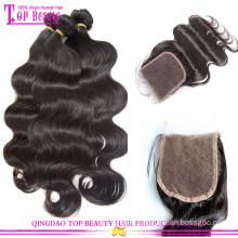 Wholesale virgin brazilian hair bundles with lace closure